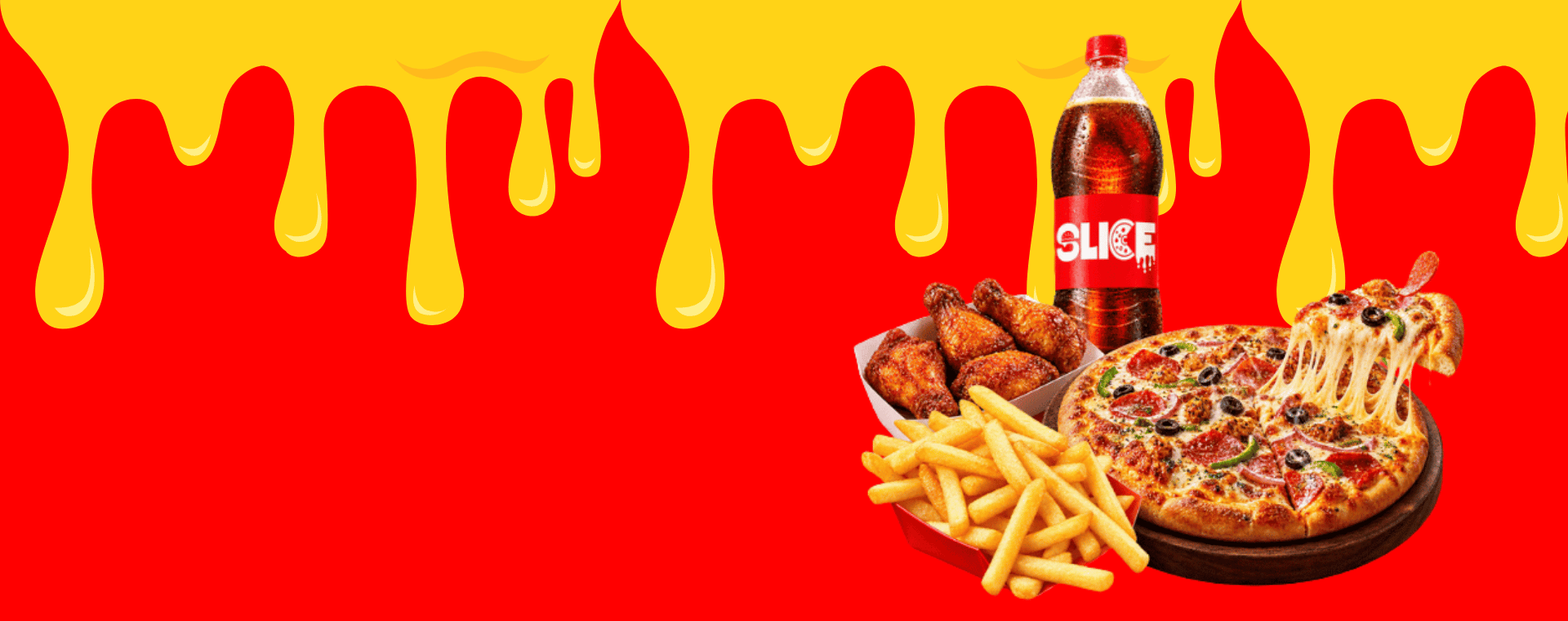 Slice Pizza Deal 1 with pizza, wings, fries and a drink